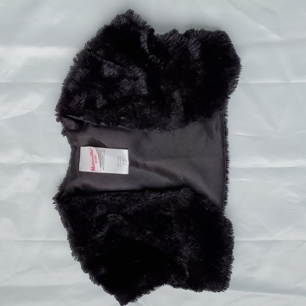 Kids Faux Fur Shrug Black